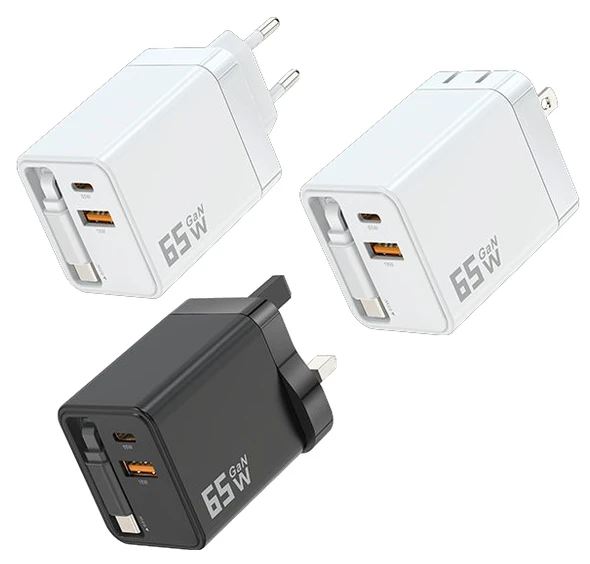 OPT-W018 65W GaN Charger with Retractable Cable