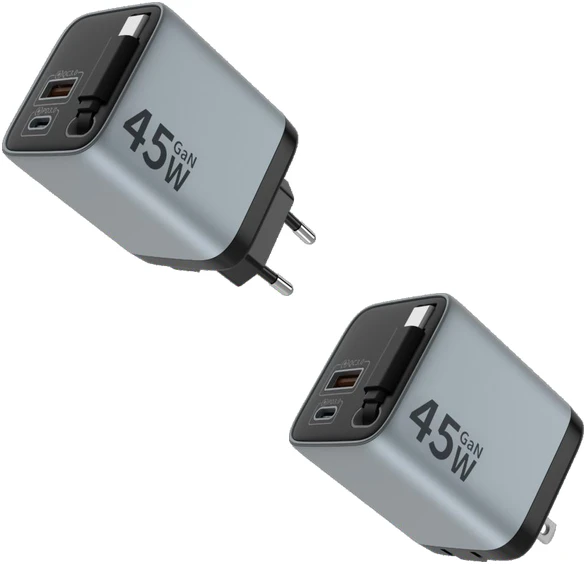OPT-W022 45W GaN Charger with Retractable Cable