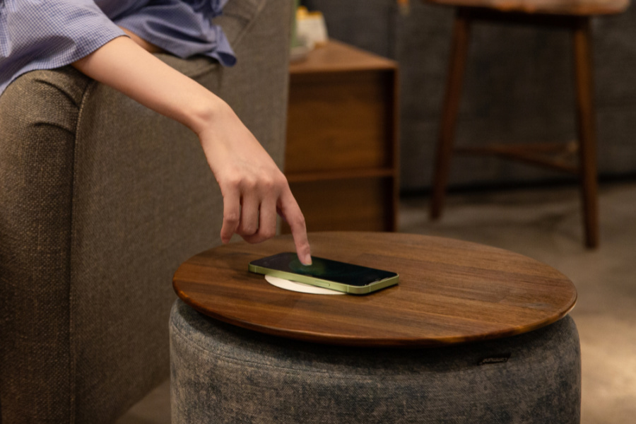 side table with wireless phone charger