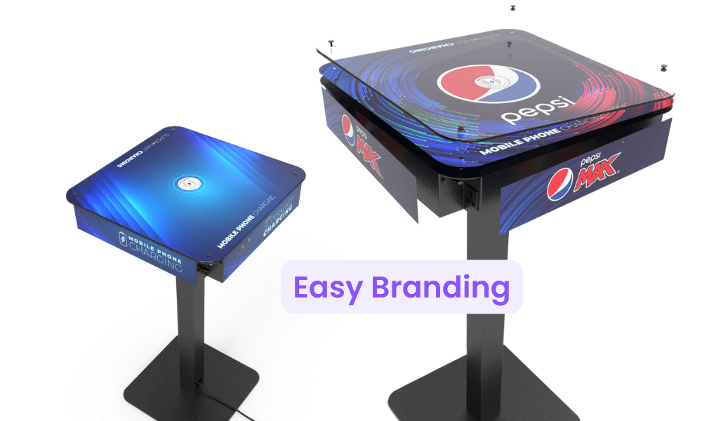 зарядный стол для удобства брендирования