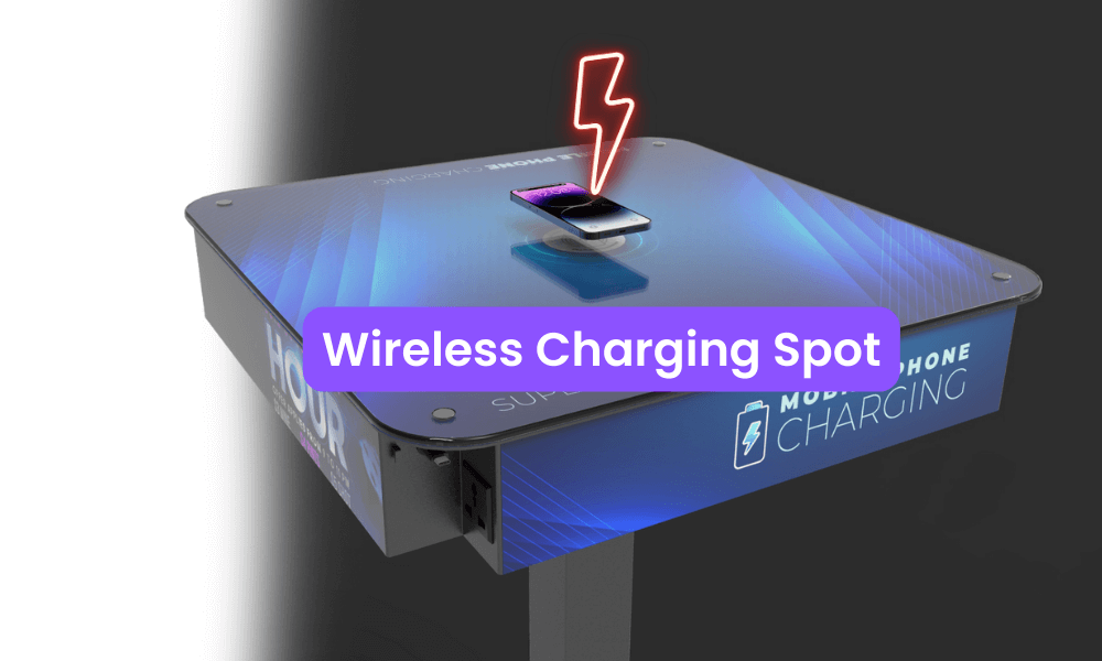 charging table with 15w wireless charging spot