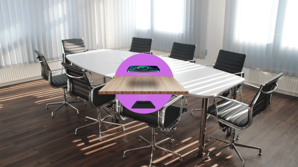 wireless charger in meeting room table