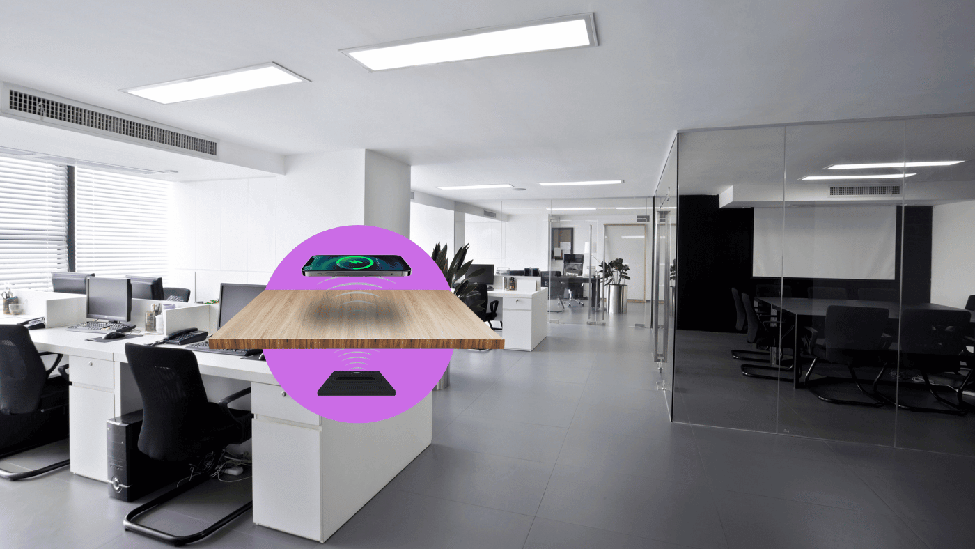 wireless charger in office desk