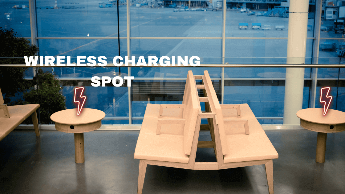 Point de recharge sans fil dans l'aéroport